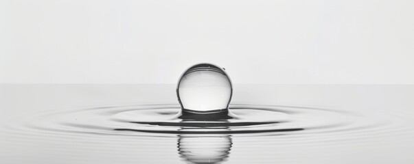 Pristine water drop with ripple effect
