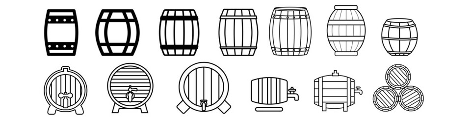 Barrel icon vector set. Wine illustration sign collection. Wine barrel symbol or logo.