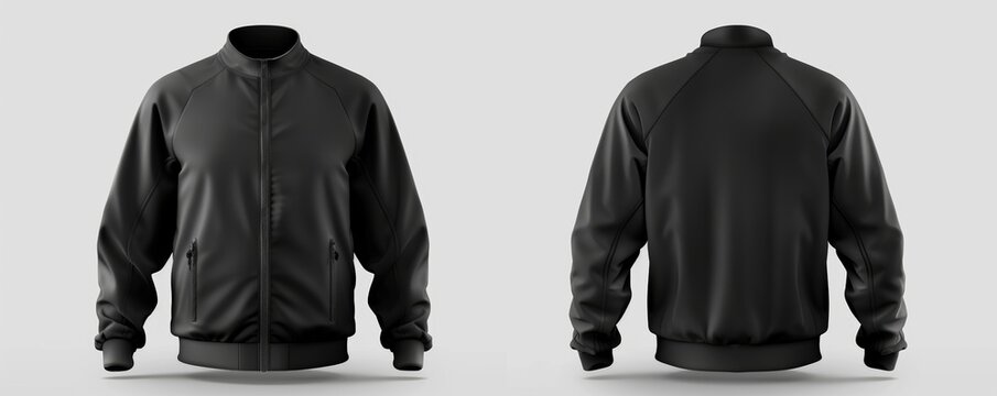 Black bomber jacket mockup front and back view