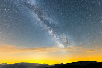 Summer milky way in Serra Del Cadi in Pyrenees, Spain
