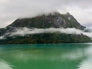 Autumn landscape in Briksdalbreen glacier valley in South Norway, Europe.