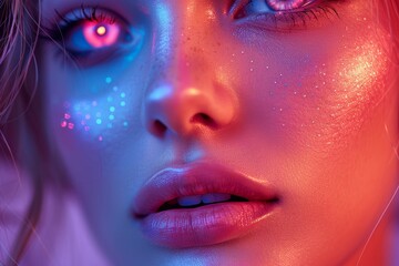 Fototapeta premium This artwork combines geometric lines over a smooth gradient backdrop, blending technology with soothing colors