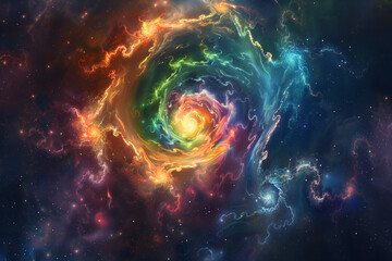A mesmerizing illustration depicting a swirling vortex of energy in various vibrant colors - obrazy, fototapety, plakaty