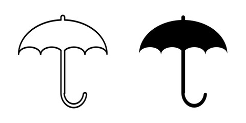 Set of simple isolated umbrellas on white background – Umbrella icons – Black umbrella silhouettes