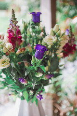 Flowers, bouquet, composition of beautiful fresh flowers with white, purple, pink, red and rose