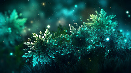 Fototapeta na wymiar Digital green snowflake glitter pattern abstract poster web page PPT background