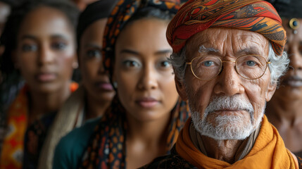 Diverse group of happy people bonding together.