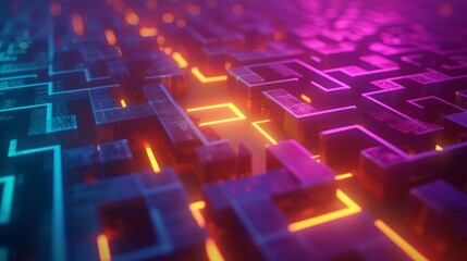 Vivid Maze Design with Red Light Effect
