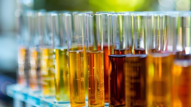 Chemical Liquids Into Test Tubes