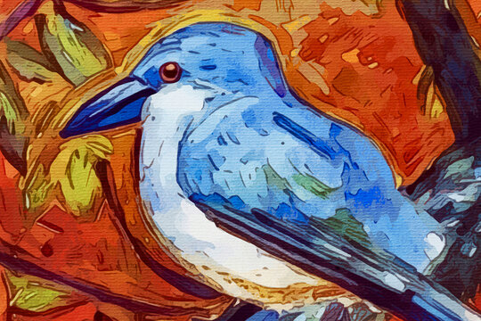 Bird . Watercolor painting on canvas .  Generated by Ai