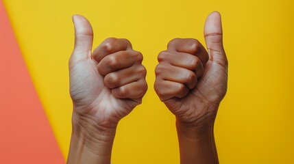 Naklejka premium Thumbs up gesture on vibrant background