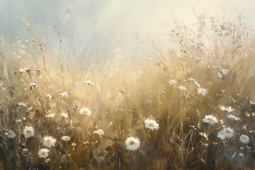 Fototapeta na wymiar A Field of Wildflowers with a Blurred Background