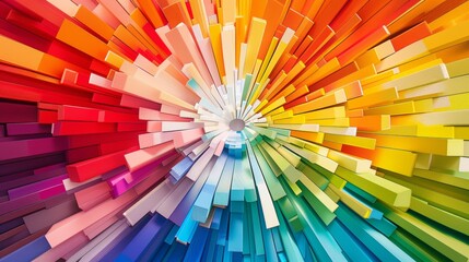 Color wheel explosion, perfectly segmented hues, crisp and graphic