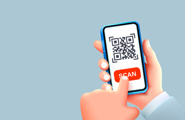 QR code scan, mobile scanning app, phone pay. Vector illustration