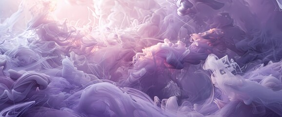 Muted lavender clouds of smoke gracefully intertwining with a backdrop of celestial silver.