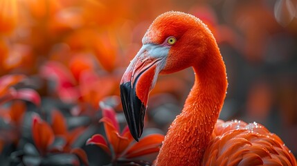 Majestic flamingo amidst vivid florals