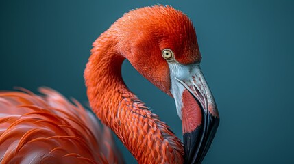Vivid close-up of a flamingo