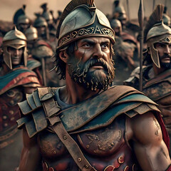 King Leonidas and his Spartan hoplite army
