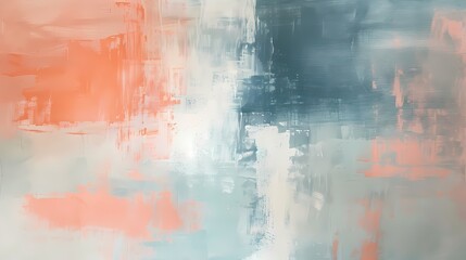 Muted coral and powder blue blend seamlessly, crafting a subtle and calming abstract composition that exudes tranquility.