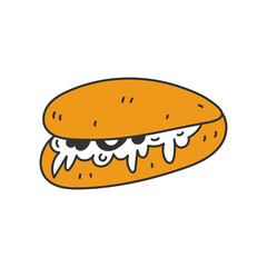 Tecolota Mexican Food doodle vector illustration. Hand drawn traditional cuisine icon. Isolated on white background