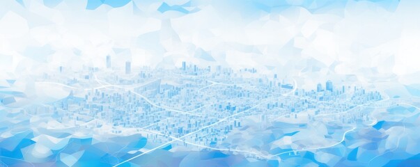 Sky Blue and white pattern with a Sky Blue background map lines sigths and pattern with topography sights in a city backdrop