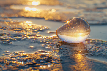 Design a glistening dewdrop jewel sparkling in the morning sun.