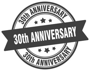 30th anniversary stamp. 30th anniversary label on transparent background. round sign