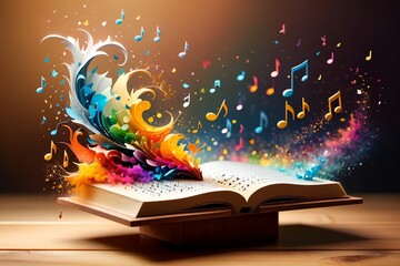 colorful background with musical notes, abstract music background