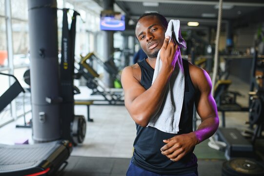 healthy african american man resting after workout