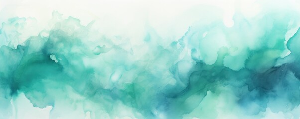 Teal watercolor light background natural paper texture abstract watercolur Teal pattern splashes aquarelle painting white copy space for banner design, greeting card - obrazy, fototapety, plakaty