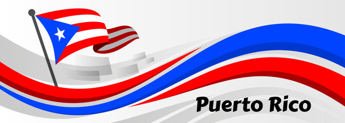 Puerto Rican Day. National happy holiday. Festival and parade in honor of independence and freedom. Puerto Rico flag. Latin american country. Patriotic elements. Vector poster illustration

