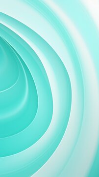 Turquoise background, smooth white lines, radians swirl round circle pattern backdrop with copy space for design photo or text 