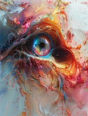 A Vivid Eye Emerges from Abstract Swirls of Color, Reflecting a Portal to Other Dimensions. Visionary Art