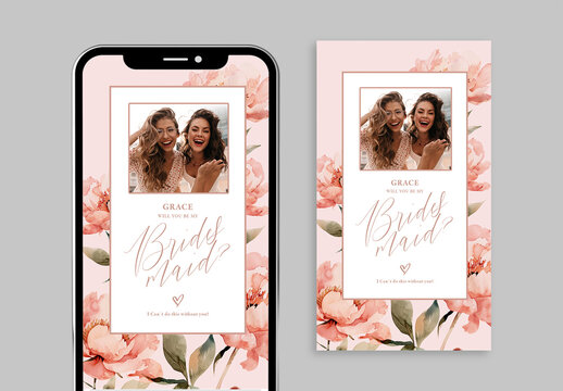 Bridesmaid Digital Card with Generative AI Background Image