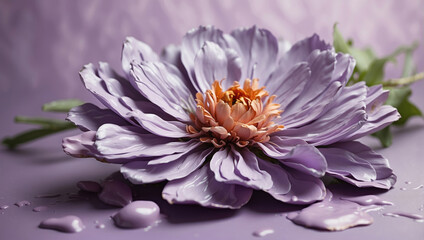 delicate flower of pastel purple color crafted by oil paint. wallpaper