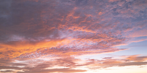 Sunrise sky with clouds. Sunset Sky on Twilight in the Evening with Sunset. Cloud Nature Sky Backgrounds. Dusk clouds.
