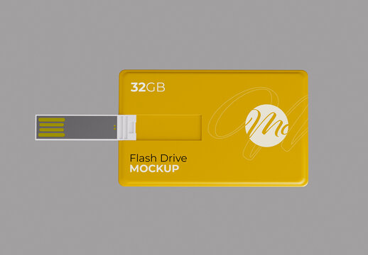 Flash Drive Card Frontal View Mockup