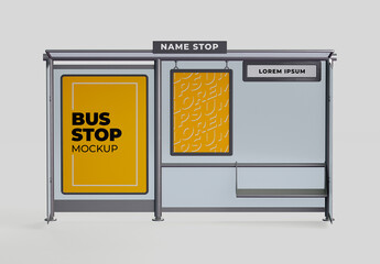 Front View Bus Stop Mockup