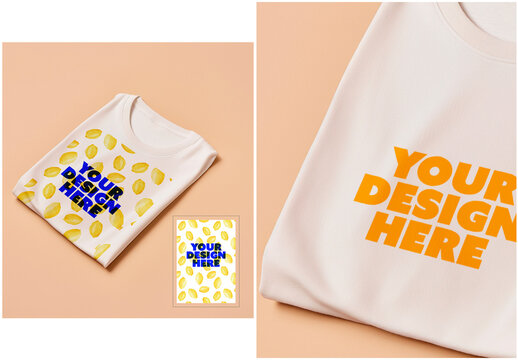 Mockup Folded T-shirt Neutral Generated Ai