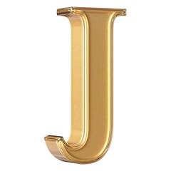 Gold 3D Letter J Font  - Alphabet  3d Render