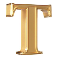 Gold 3D Letter T Font  - Alphabet  3d Render