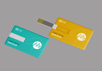 Open and Close Flash Drive Card Mockup