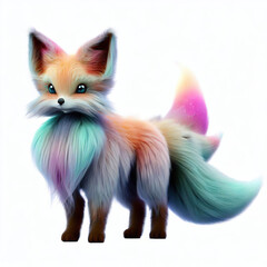 Obraz premium furry forest animal with beautiful colors and white background. with Generative AI technology 