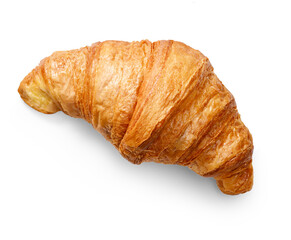 Closeup of a fresh baked croissant on a white background
