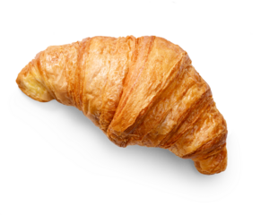 Closeup of a fresh baked croissant on a white background