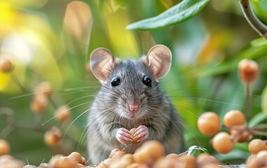 Inquisitive mouse in a natural outdoor setting