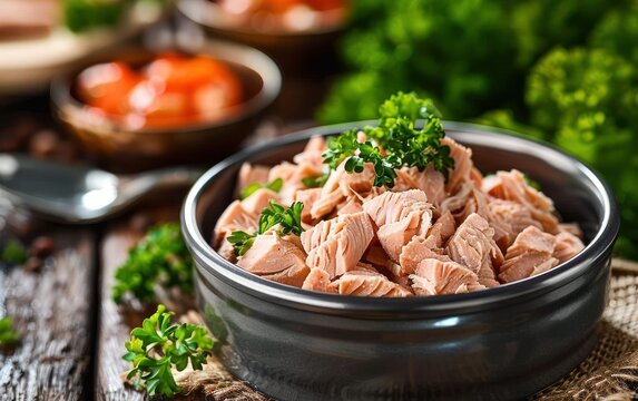 Fresh canned tuna ready to be served