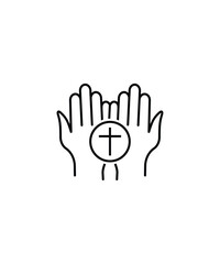 hand holding cross icon, vector best line icon.