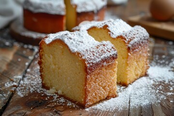 Pound cake with cream cheese and powdered sugar