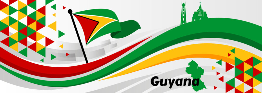 Vector Illustration of Guyana Independence Day. Banners